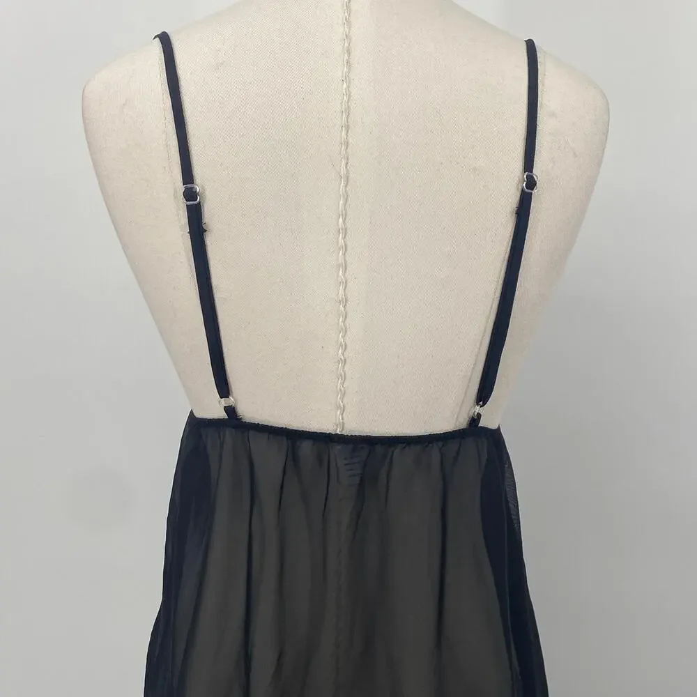 Vintage Y2k Iridescent Sequin Butterfly Nightgown Sheer Maxi Black Womens 2/4 - Picture 9 of 12
